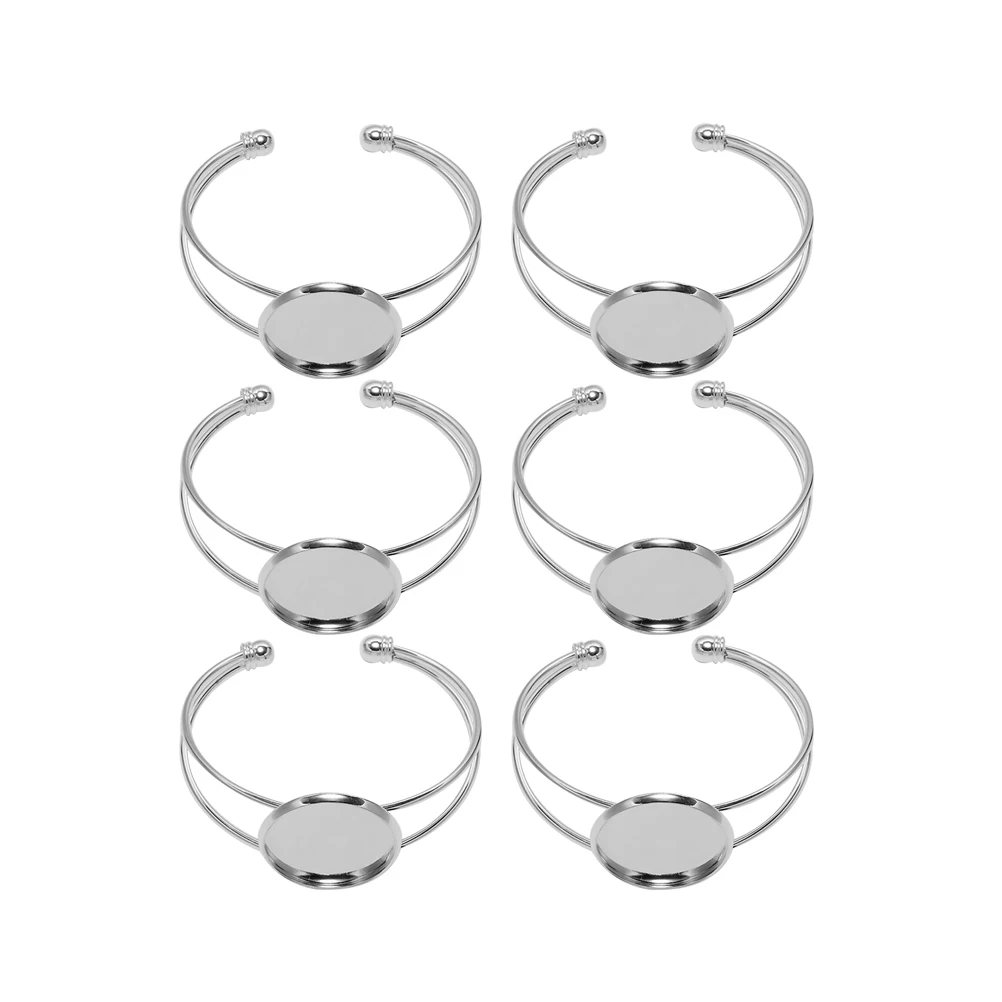 

6 Pcs Bracelet Base Bangle Copper Diy Craft Bezel Tray Kit Jewelry Making Charms Handmade Pendant Copper