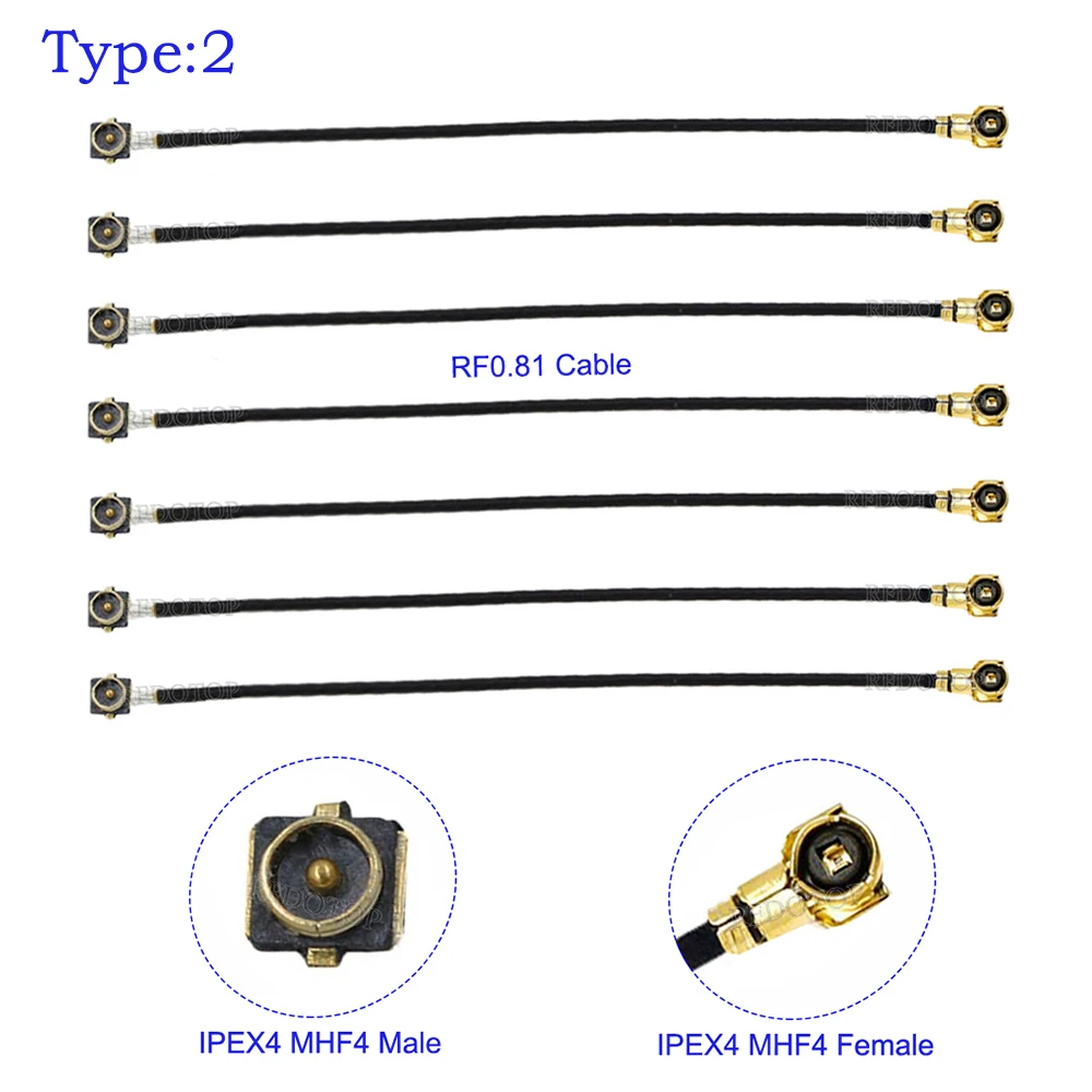 5Pcs/Lot RF0.81 Cable UFI IPEX1 Male to IPEX4 MHF4 Female Connector RF Coaxial Pigtail WIFI Antenna Extension Cord Jumper