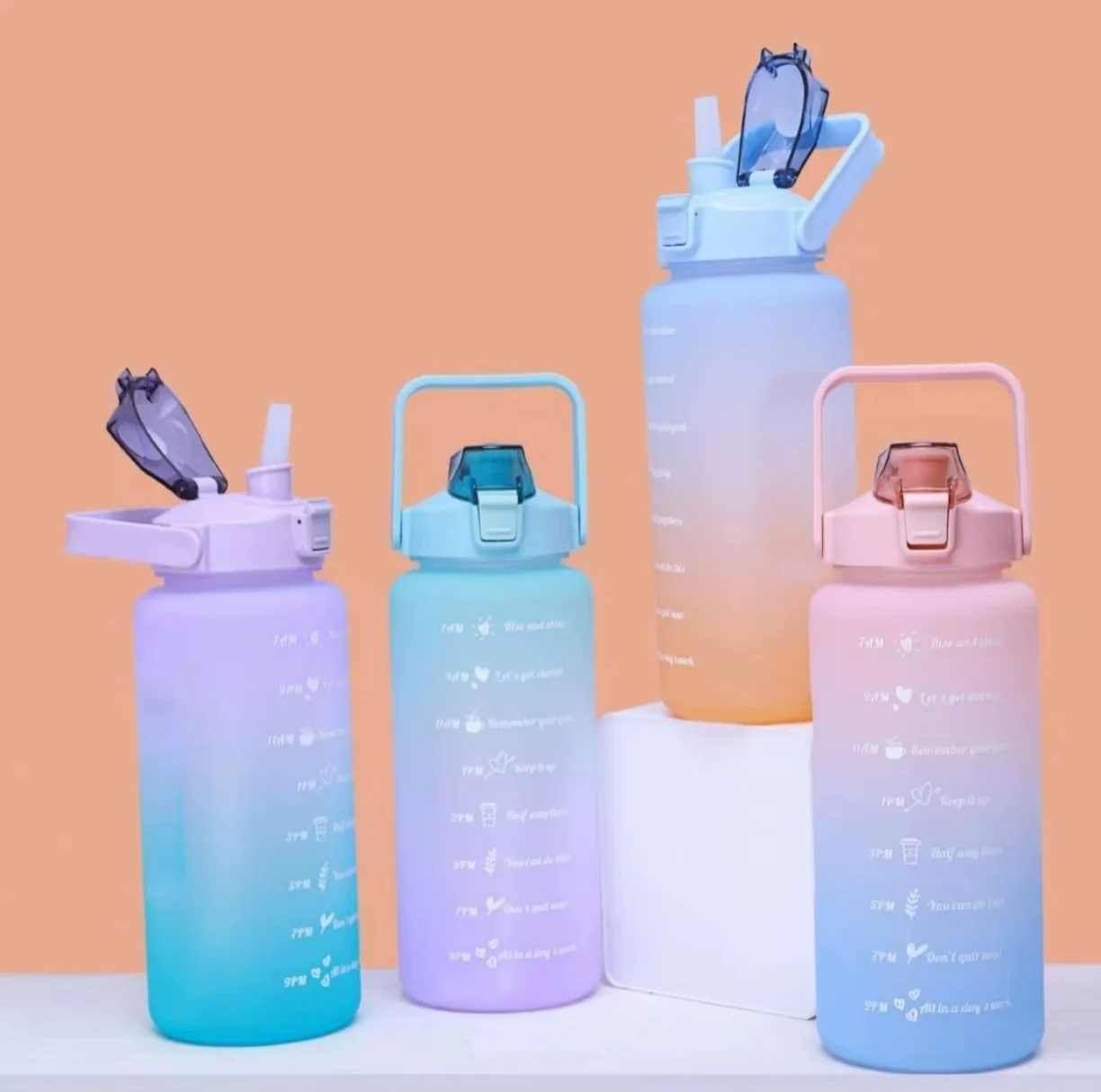 Water Bottle Motivational Drinking Bottle Sports Water Bottle With Time Marker Portable Reusable Plastic Cups Outdoor Travel Gym