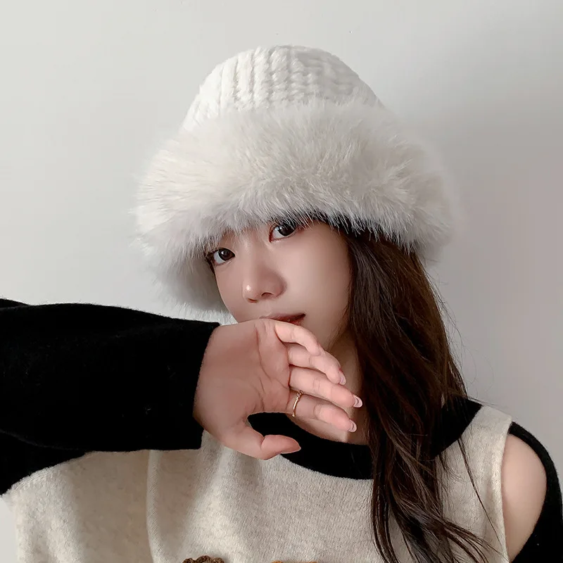 New Winter New Women's Fashion Fluffy Fur Cap Fur Hat Fur Hats Mongolian Hat Brimless Plush Fluffy Skiing Riding Warm Caps 2025