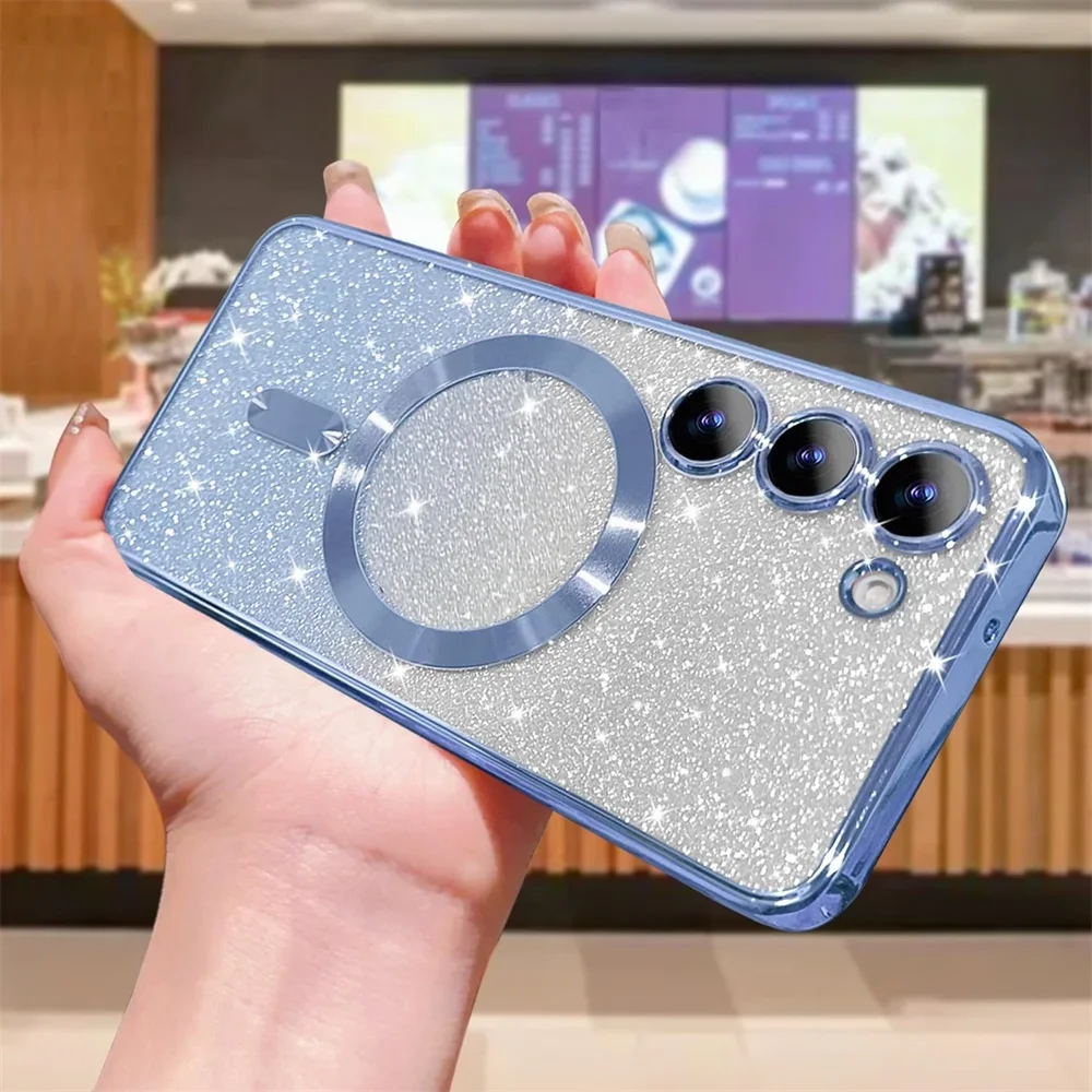 Glitzernde Hülle für Samsung Galaxy A56 A36 A16 A06 A17 A26 S24 FE S22 S21 S20 S23 Plus S26 S25 Ultra Magnetische Kabellose Abdeckung – Detail 4