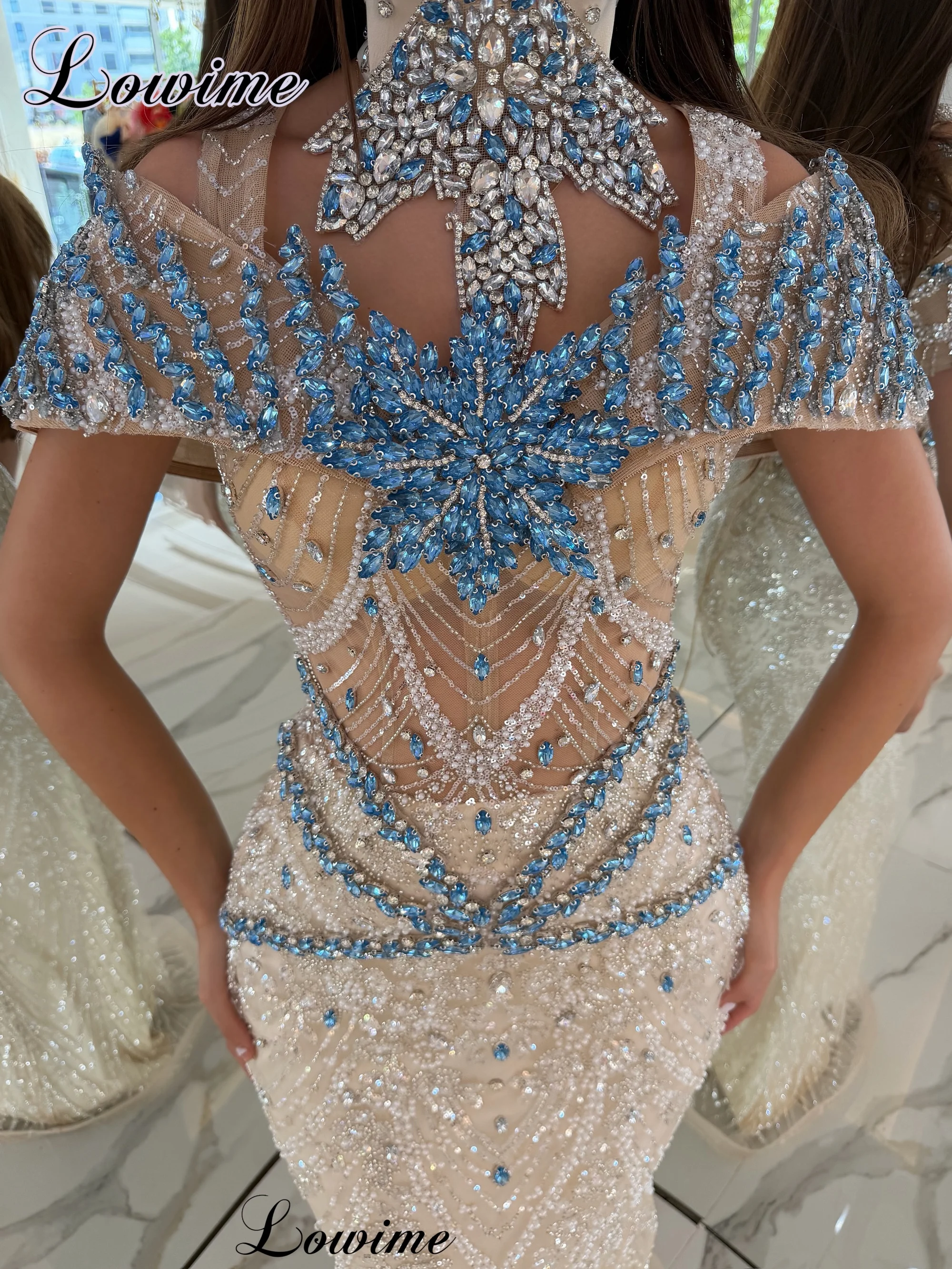 Newest Elegant Prom Dresses With Necklace Off Shoulder Evening Party Dresses Pageant Dresses Mermaid Robe Femme Customized
