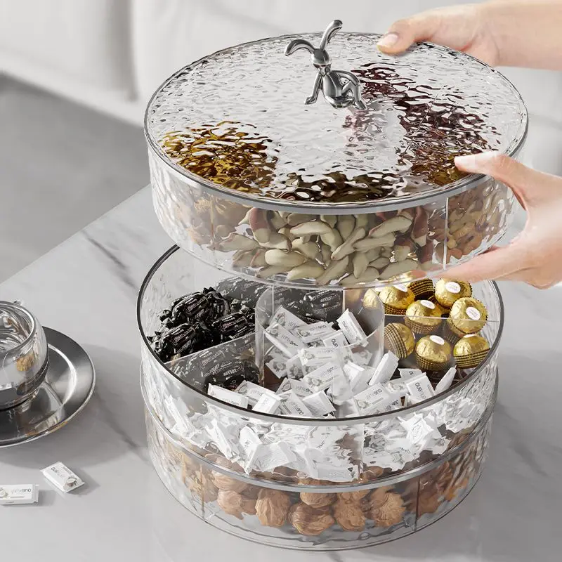 Light Luxury Fruit Plate Snack Candy Box Living Room Multi-layer Compartment Dried Fruit Storage Plate Trays Decorative