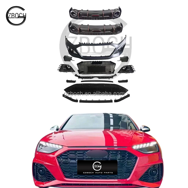 Wholesale body kit for Audis A4 B9 2020 to RS4 car accessories front bumpers with grills car diffuser tips