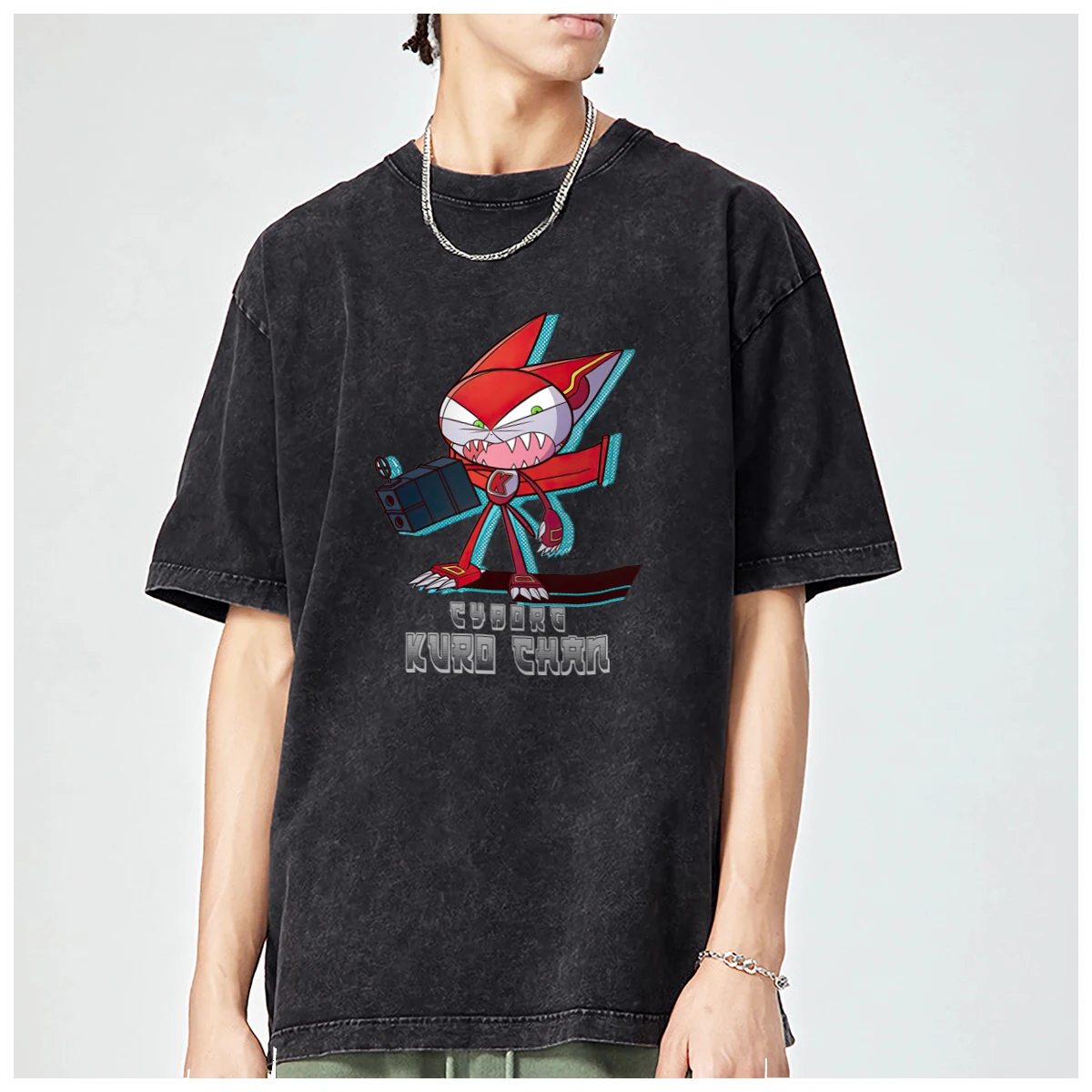 Cyborg K-Kuro Chan justice punch mighty kick t shirts mens Womens Oversized Stylish Comfortable Casual Graphic Washed Cotton y2k