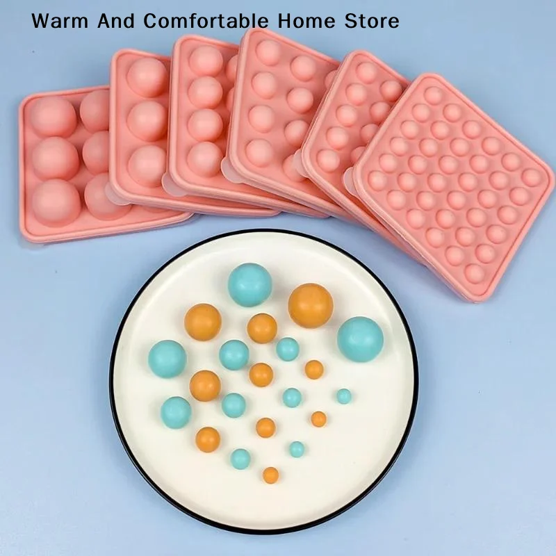 【SE】Porous Round Candy Chocolate Silicone Mold with Lid DIY Fondant Pudding Ice Cube Mould Mother's Day Party Wedding Cake Decor
