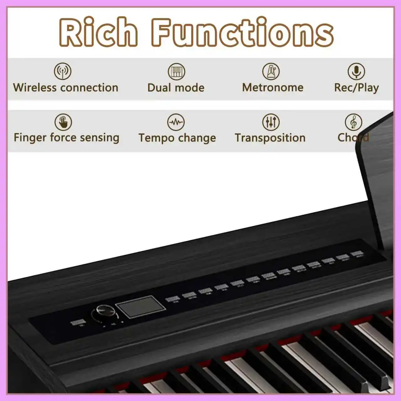 Digital Electronic 88 Keys Electrical Piano Keyboard Musical Instrument for Beginner Player Home Practice Stage Performance