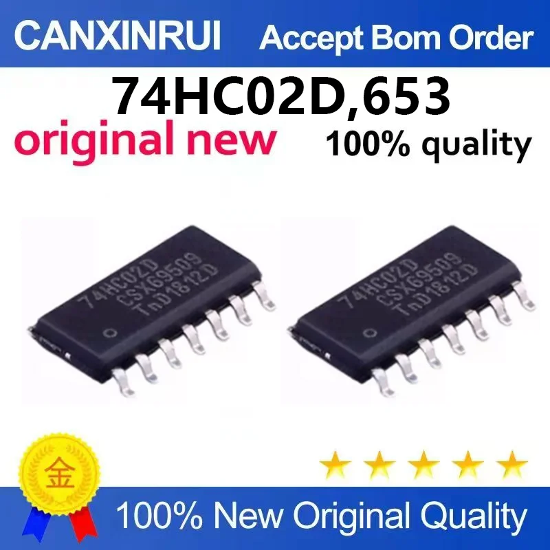 (5pcs-100pcs)Brand new original 74HC02D, 653 SOIC-14 four-way 2-input or NOT gate SMT logic chip