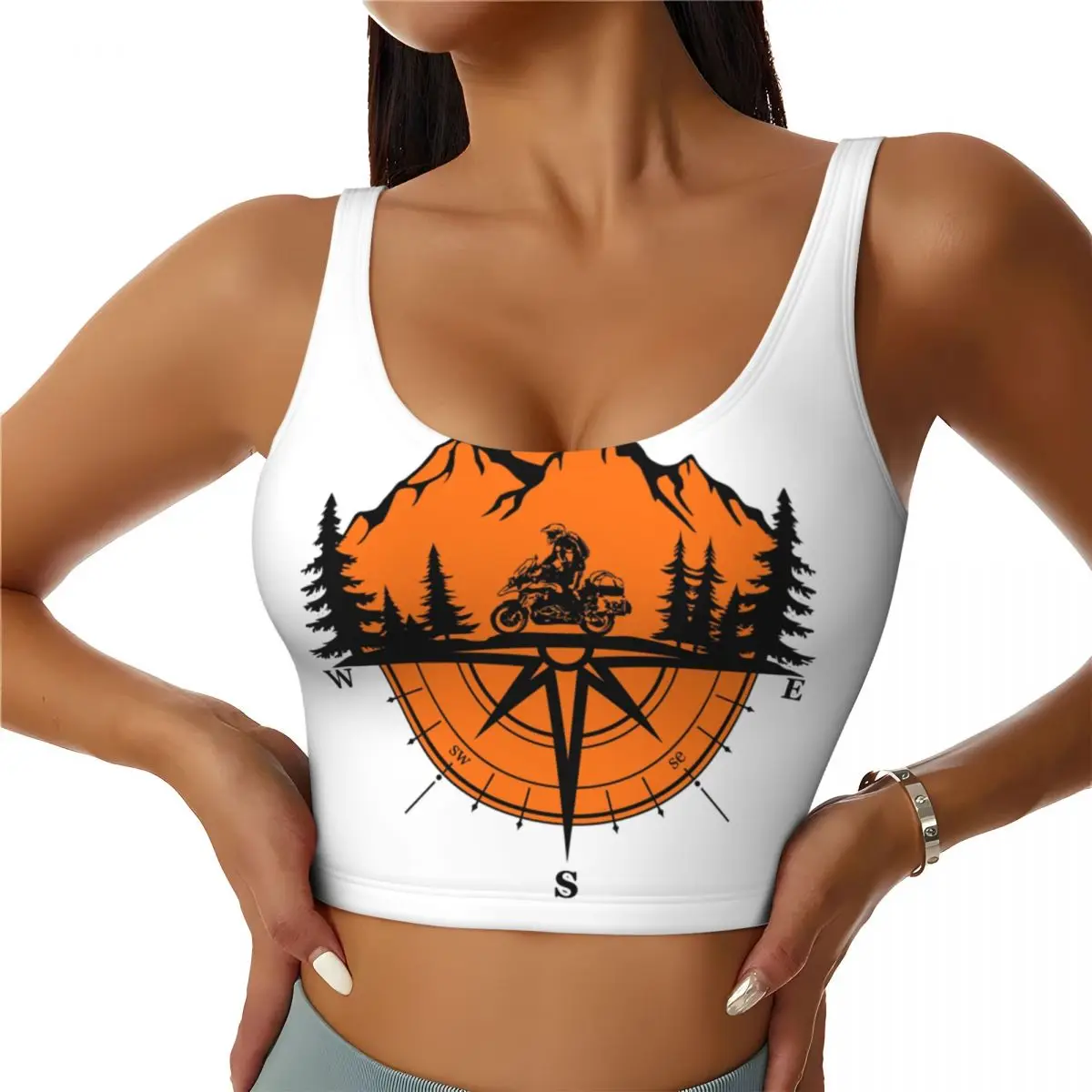 Custom Mountain Adventure GS Motorbike Compass Explore Workout Crop Tank Tops Women Seamless Running Yoga Sports Bras