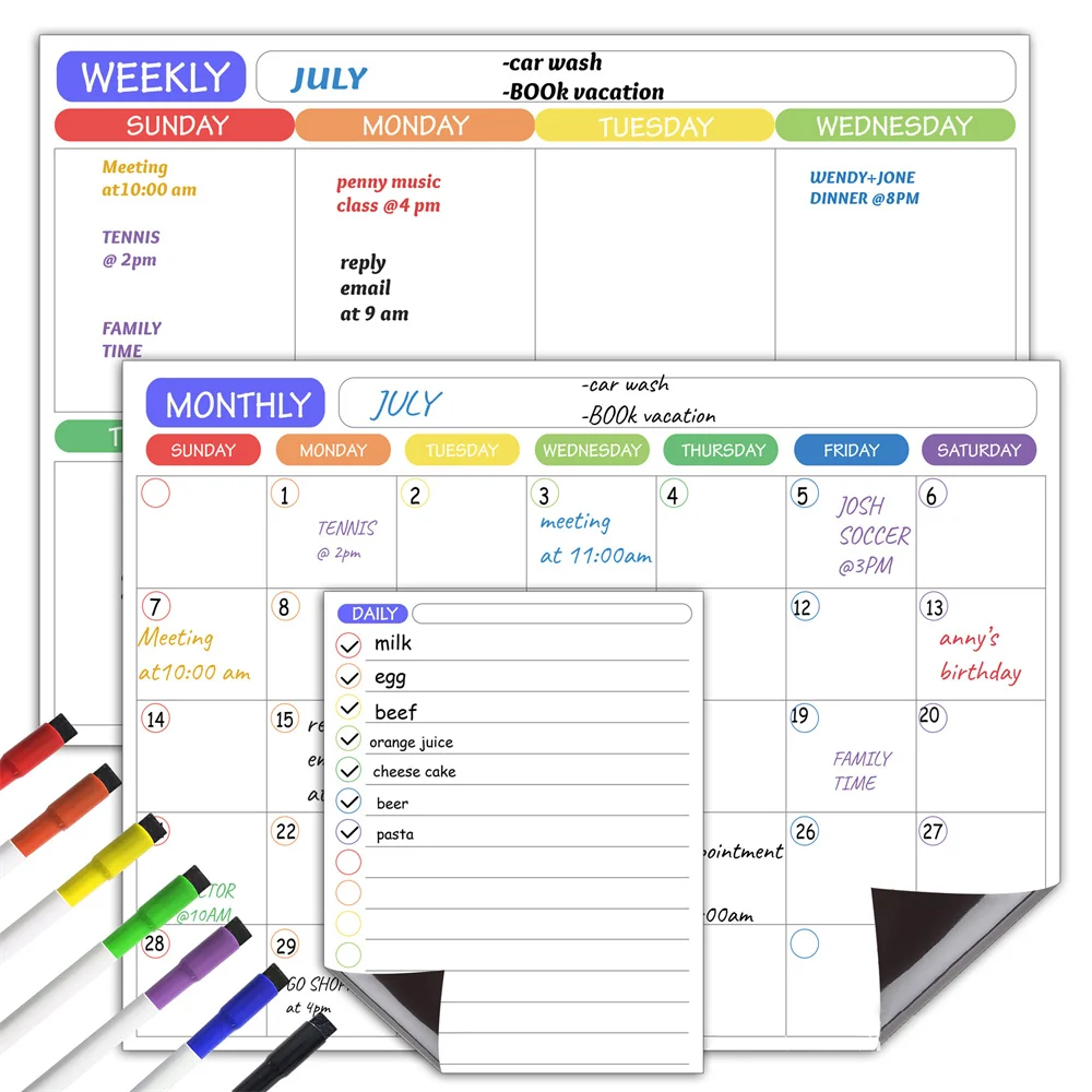 calendario magnetico para geladeira planejador semanal e mensal boletim de tabela quadro branco etiqueta do refrigerador 01