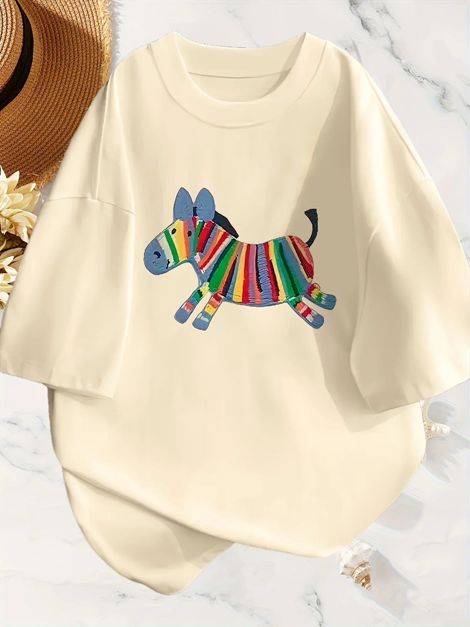 Women Tshirt Summer Fashion  Drawn Printed Casual Short Sleeve Top Pullover Comfortable Plus Size Tee