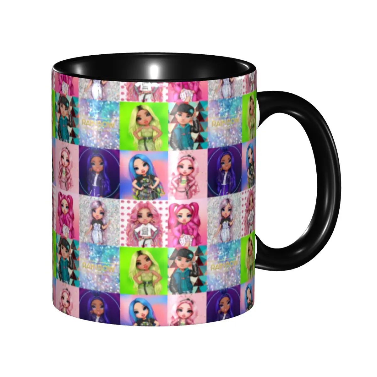 

DIY Rainbow High Wave Ceramic Mugs Personalized Anime Cartoon Tv Coffee Cup Creative Gift