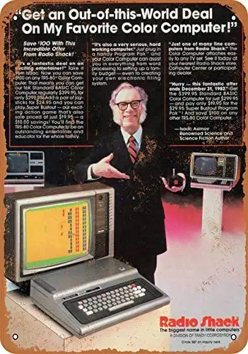Letrero de estaño de Metal 1982 Isaac Asimov para Trs-80 Pub Bar al aire libre cartel Retro hogar cocina restaurante decoración de pared carteles