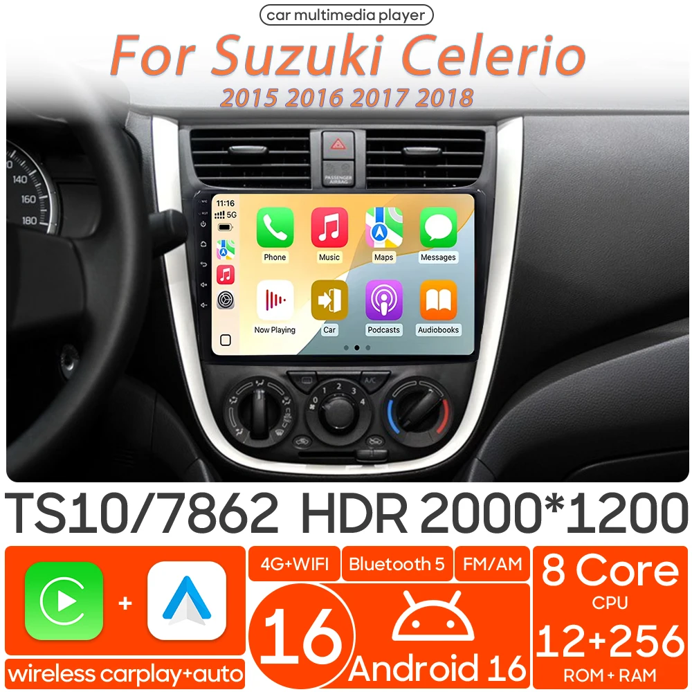 Android 16 For Suzuki Celerio 2015 2016 2017 2018 Car Multimedia Player Wireless Carplay Auto Radio Video Navigation GPS 2din BT
