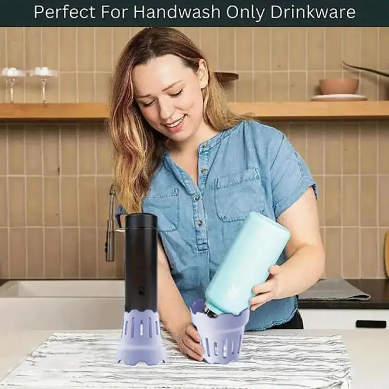 رف تجفيف زجاجات المياه، رف مجفف الأكواب، رف منظم الأكواب سريع الجفاف، سميك من السيليكون مناسب لكؤوس النبيذ وأكواب المياه #2