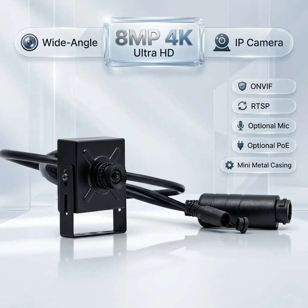 8MP 4K PoE IP Camera ONVIF RTSP Hikvision Compatible Mic 1.6/2.1/2.8/3.6/6mm Lens CCTV Camerafor Shop Store Office