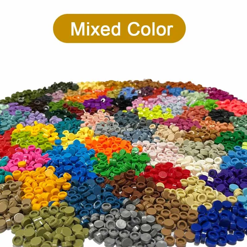 Round Tile 1x1 98138 Building Block Brick MOC Parts DIY Pixel Art Stuff Painting Toy (New 7 Colors+ 10 Transparent ) 1000pcs/Lot