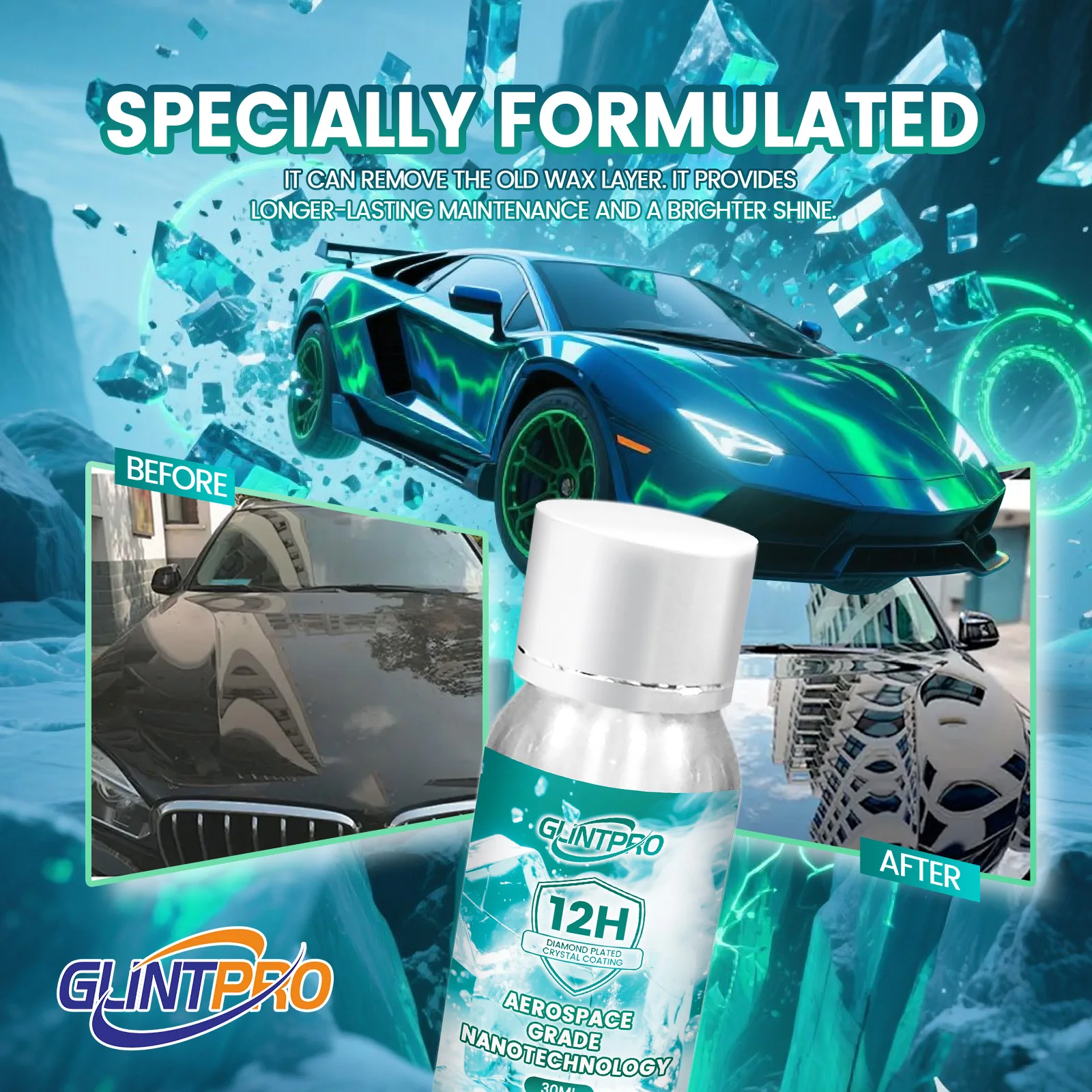 طقم سيارة مطلي بالكريستال الخزفي 12 ساعة + عالي اللمعان ومضاد للخدش وطلاء شمع السيارة وطلاء نانو للسيارة (30 مل) #6