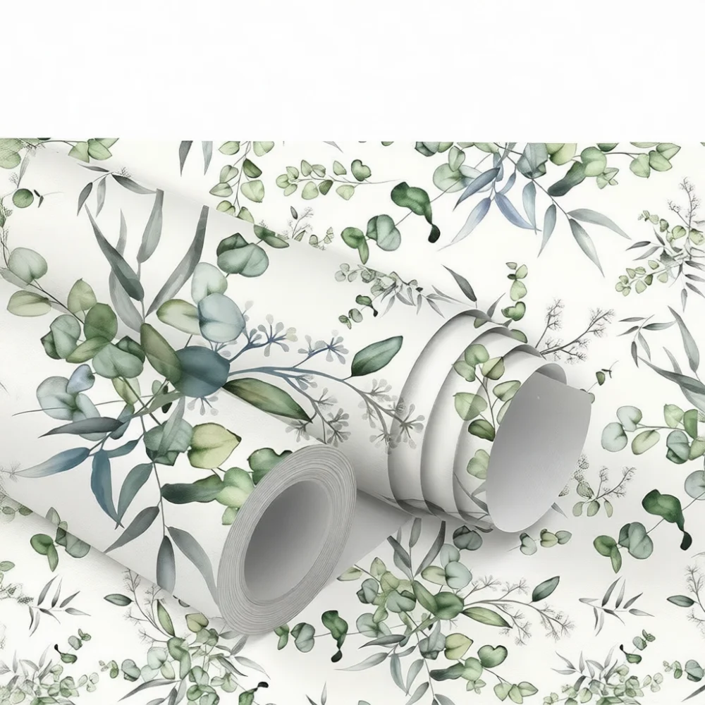 Decorative Eucalyptus Wallpaper Peel And Stick PVC Wall Paper Green Leaf Sticker For Home Bedroom Interior Decoration Art