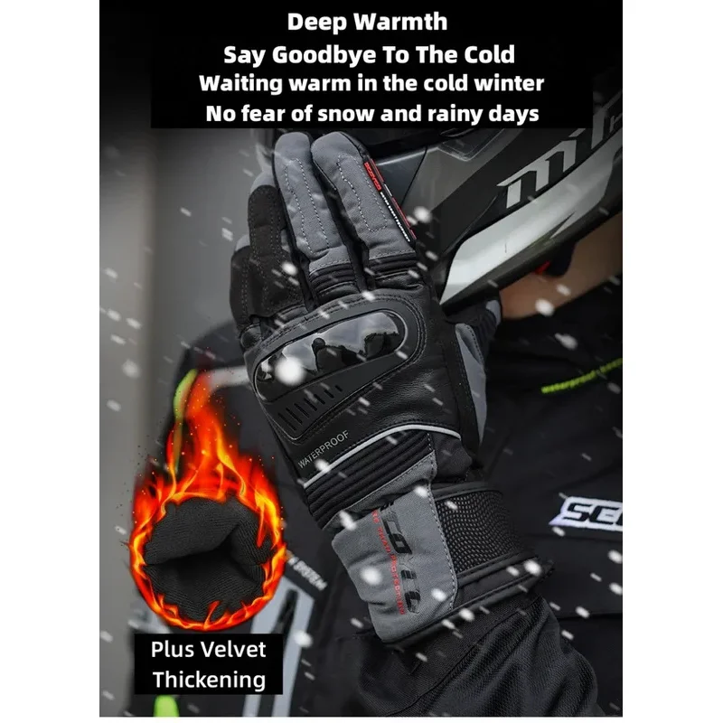 SCOYCO Winter Keep Warm Riding Gloves For Motorcycle Waterproof Offroad Glove Ski Outdoor Sports Men's Motorbike Luvas MC82