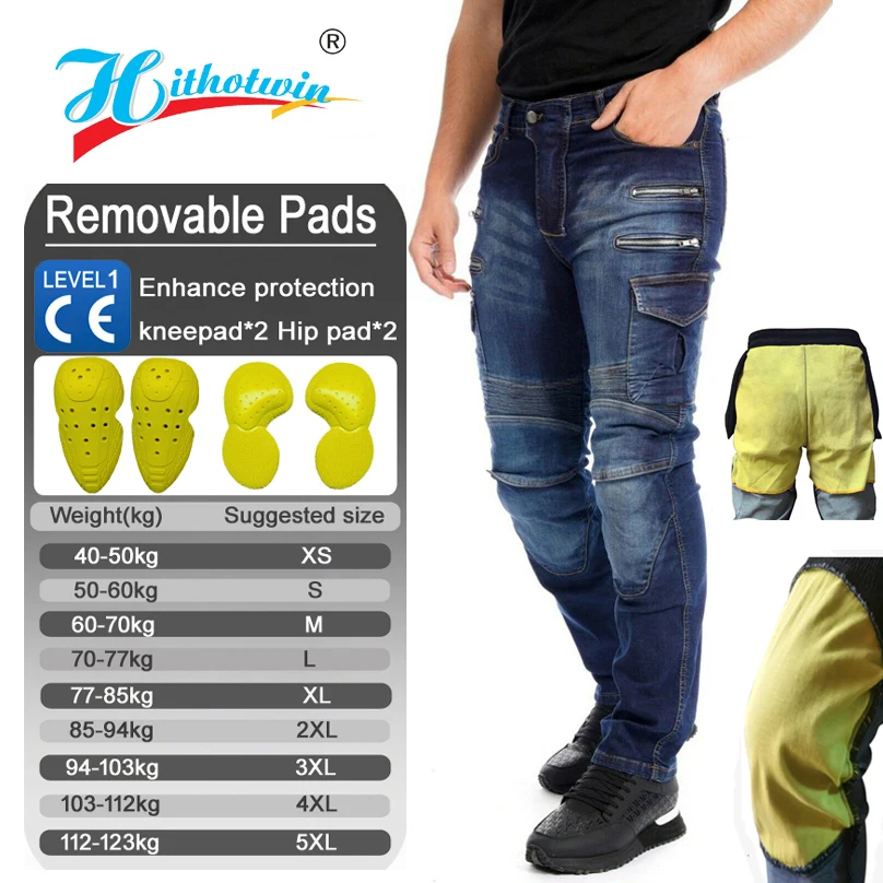 

Men's Motorcycle Riding Jeans Anti Fall Protective Pants with Zipper Racing Gear