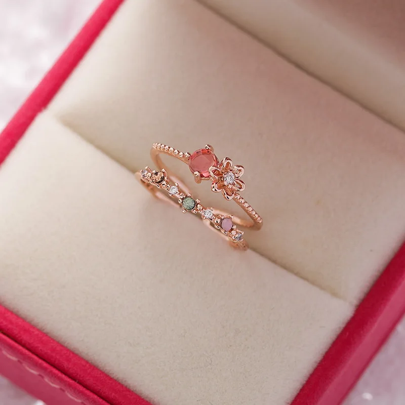 Zarte Kristall-Zirkon-Ringe für Frauen, süße Blume, Blatt, Schmetterling, verstellbare offene Ringe, Hochzeit, Verlobung, Schmuck, Geschenk – Detail 23