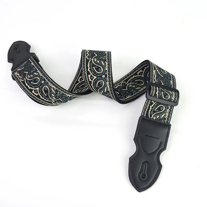 Verstellbarer Gitarrengurt mit besticktem Aufdruck im Ethno-Stil für Folk-E-Gitarre, Bass, Ukulele, Gitarrenzubehör – Detail 5