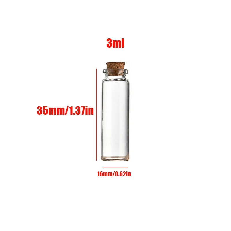 10pcs. 3ml/5ml Transparent Glass Wishing Drift Bottle with Cork Empty Spice Jar Scientific Experiment Handicraft Mixing Capacity