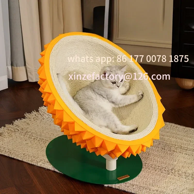 Customizable Durian Shell Hemp Rope Cat Nest Wear-resistant Sisal Cat Scratching Board Semi-enclosed Sleeping Pet Bed Cat