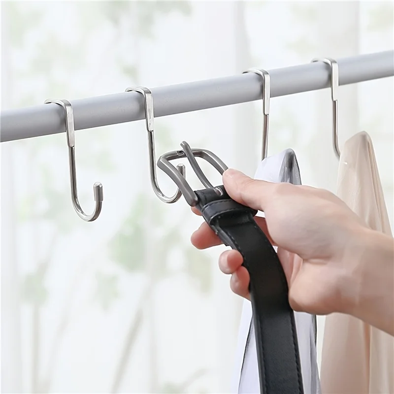 1/2/3pc Stainless Steel Double Hook Holder - Heavy Duty, Over The Door Hanger For Clothes And Drawers