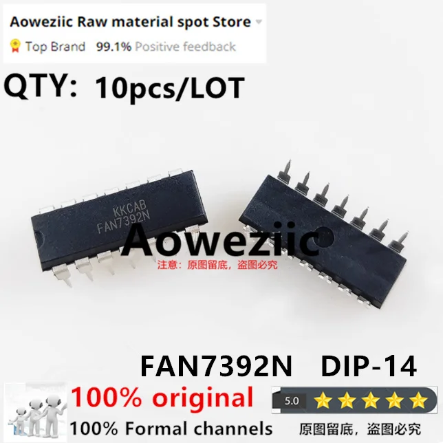 

Aoweziic 2019+ 100% New Imported Original FAN7392N FAN7392 DIP-14 Gate Driver IC