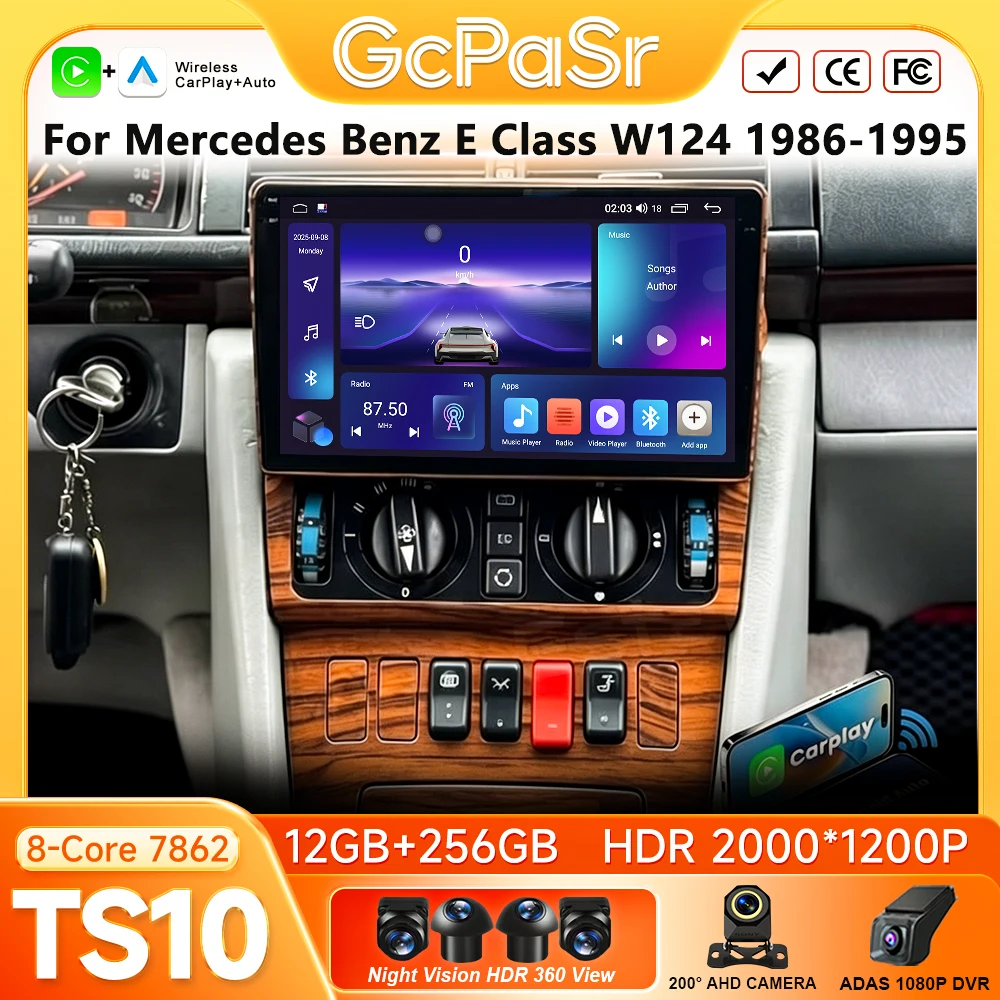 Car Radio Carplay For Mercedes Benz E Class W124 1986-1995 Android 16 Navigation GPS Screen Android Auto WiFi 4G Unit 2K No 2din
