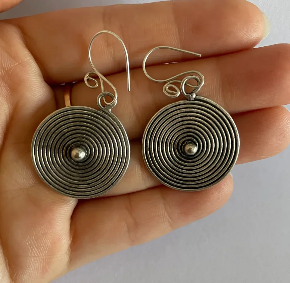 

long Earrings Miao jewelry handmade Miao silver personality earrings ring hanging bell earrings c