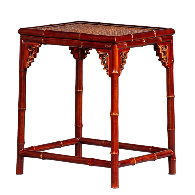 

Soshi Dragon Bamboo Tea Side Living Room Balcony Floor-to-ceiling Bamboo Furniture Black and Red Premium Old Side Table
