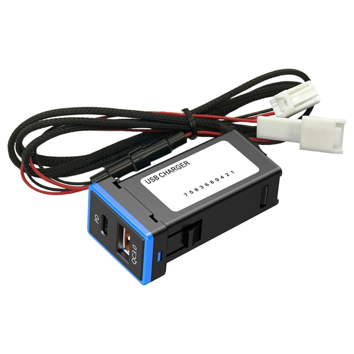 

Car QC 3.0 Charger Dual Port with Type C USB Quick Charge Socket for
