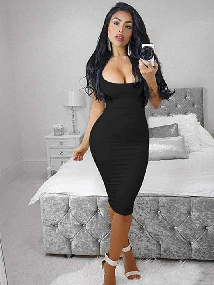 Elegant Bodycon Sexy Mini Dress Women Summer 2024 Sleeveless Backless Outfits Party Club Sundress Birthday Dresses Clothes