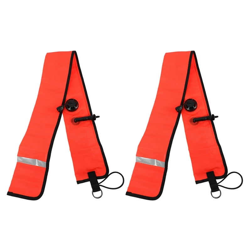 

2X 1M Scuba Diving Inflatable SMB Surface Signal Marker Buoy Visibility Float Signal Tube Sausage,Red