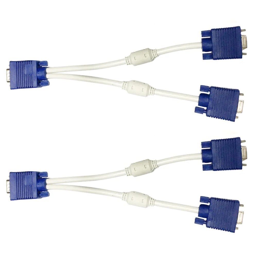 

VGA Video Cable Dual Monitor Adapter Thickened Copper Wire Splitter for Monitors Computer Abs Material Flexible Long Time Use