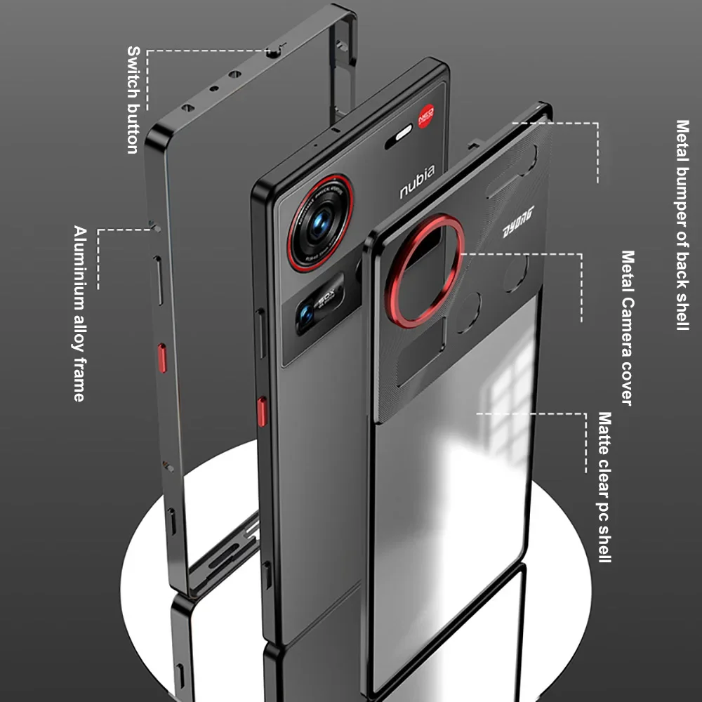 Luksusowe magnetyczne metalowe etui PC z twardą obudową do ZTE Nubia Z60 Z70 Ultra, błyszcząca ramka ze stopu aluminium, ochrona aparatu, funda — zdjęcie produktu 4