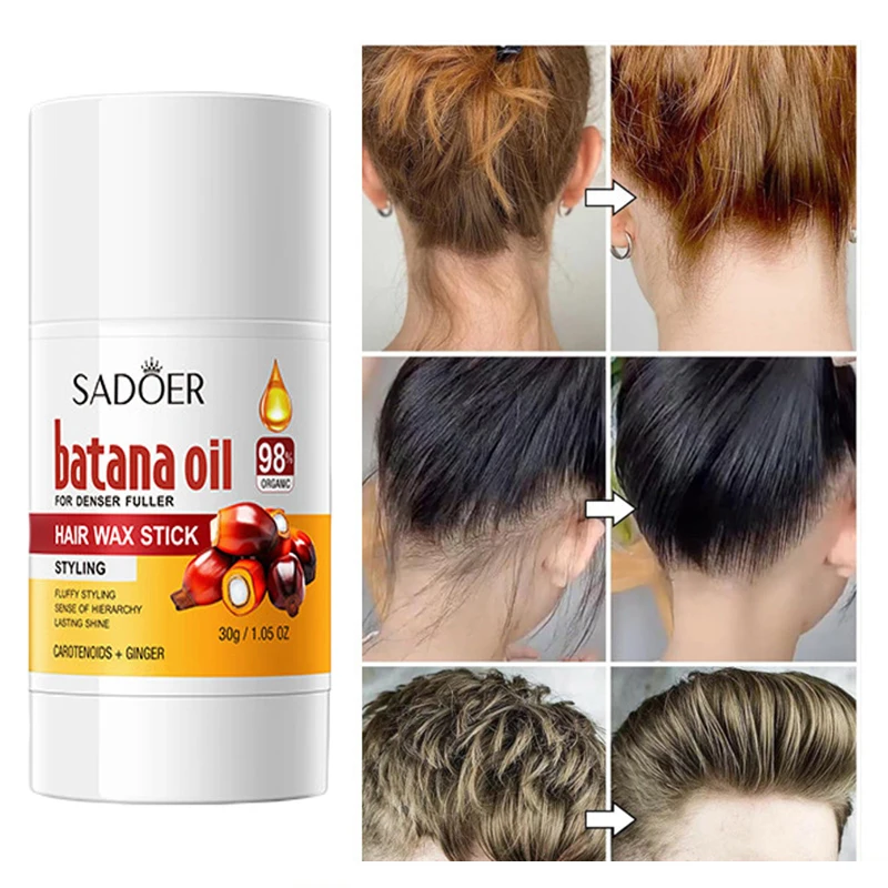 

Batana Hair Wax Stick30g Broken Hair Finishing Artifact Long-Lasting Styling Anti-frizz Smooth Flyaways Strong Hold Edge Styling