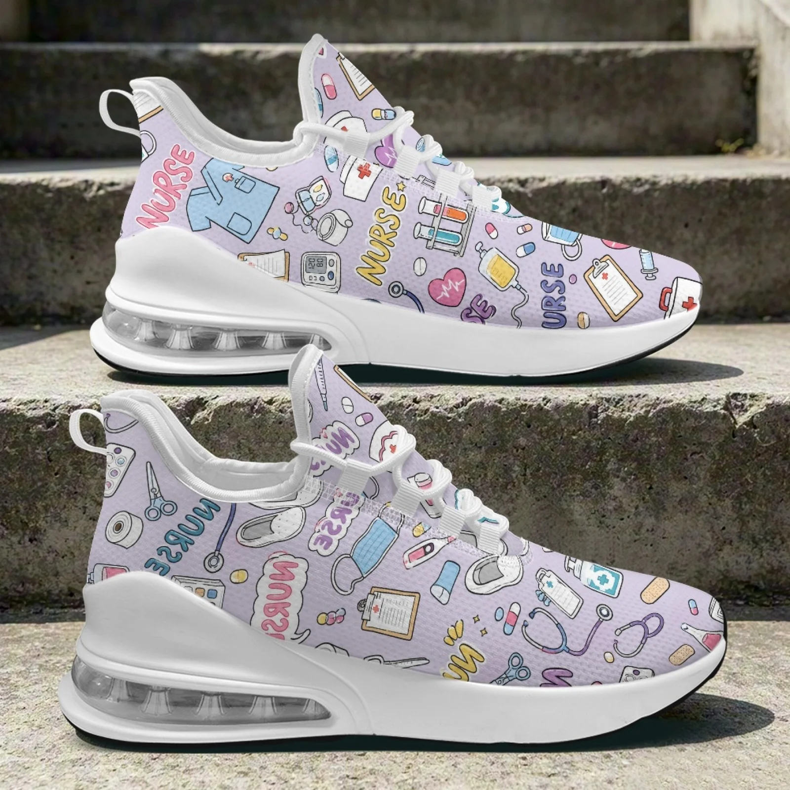 PENSTROLL Medical Nurse Pattern Outdoor Sports Casual Shoes Nurse Shoes Walking Workout Sneakers for Women Stylish Nurse Snakers