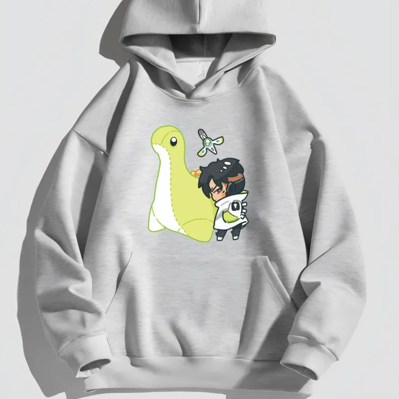 

Cute Cartoon Green Little Water Monsters Woman Hoodies 2025 Autumn Hoodies Cartoon Causal Sweatshirts Female Pullovers