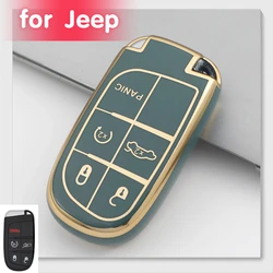 5 Buttons Smart Key Fob Case Cover for Jeep Cherokee Wrangler Compass Renegade Grand Patriot Grand Keychain
