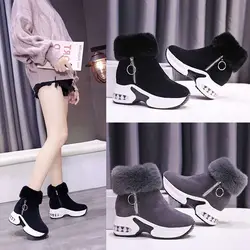 2020Women Winter Warm Rabbit Fur Sneakers Platform Snow Boots Women Ankle Boots Female Causal Shoes Ankle Boots For Women