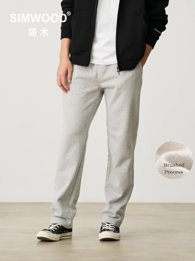 SIMWOOD 2024 Autumn Winter New Loose Straight 450gsm Brushed Process Liner Jogger Pants Warm Comfortable Sweatpants