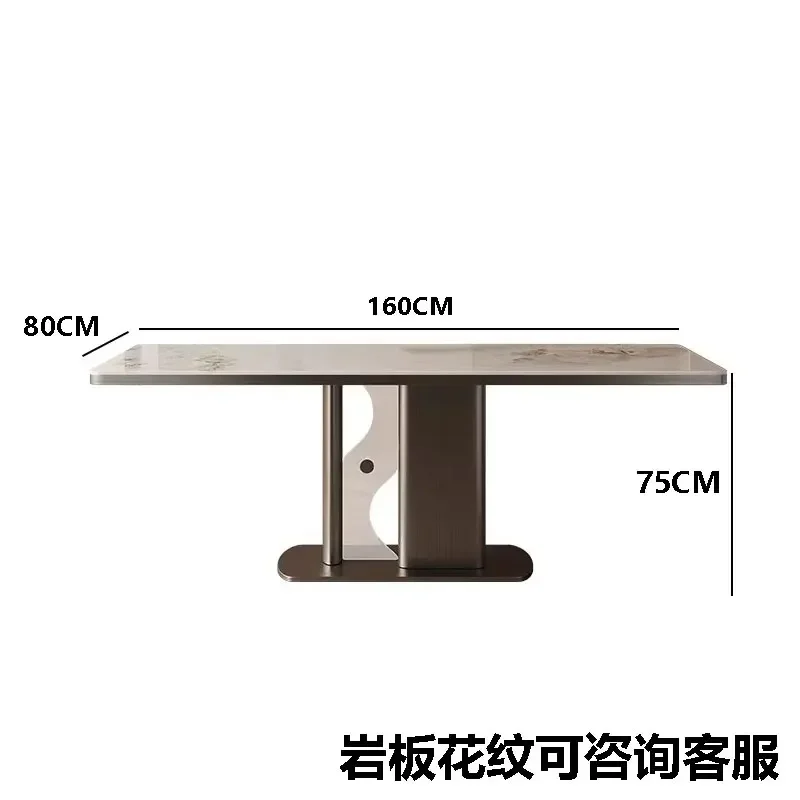 Combinazione di sedie da tavolo da pranzo in pietra di lusso leggera italiana Combinazione di piccoli appartamenti rettangolari creativi minimalisti in acciaio inossidabile
