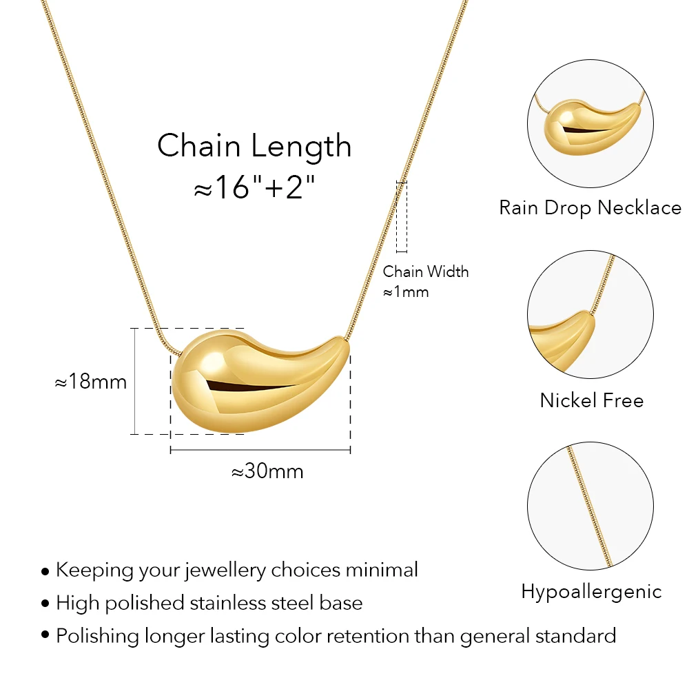 ENFASHION Collares Para Mujer Hollow Rain Drop Necklace For Women\'s Stainless Steel 18k Gold Plated Jewelry BIrthday P233419