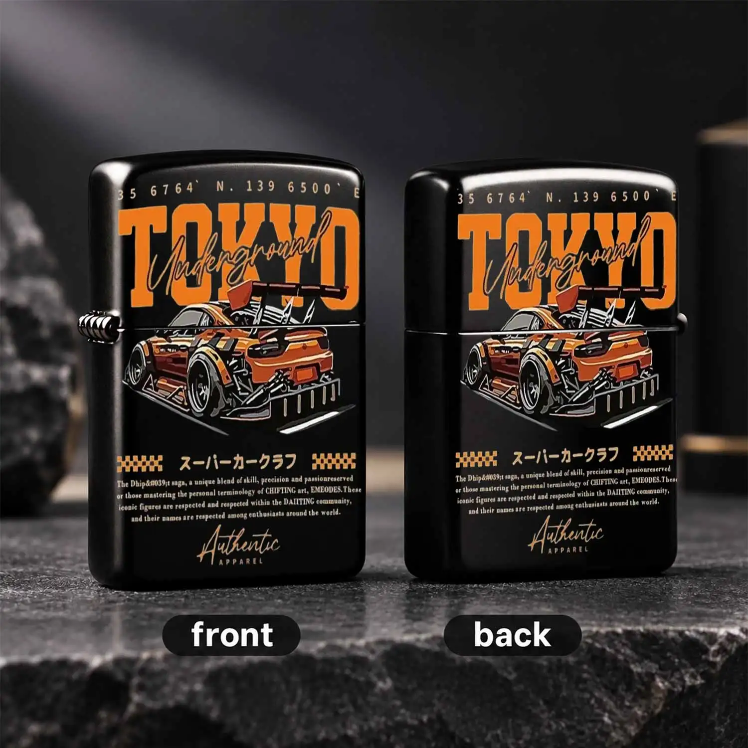 Trendy Tokyo Underground Modified Sports Car Themed Lighter Retro Street Racing Creative Accessory Portable For Daily Use Outdoor Camping Candle Lighting Unique Practical Gift For Car Enthusiasts Friends Family A Humorous And Interesting Li