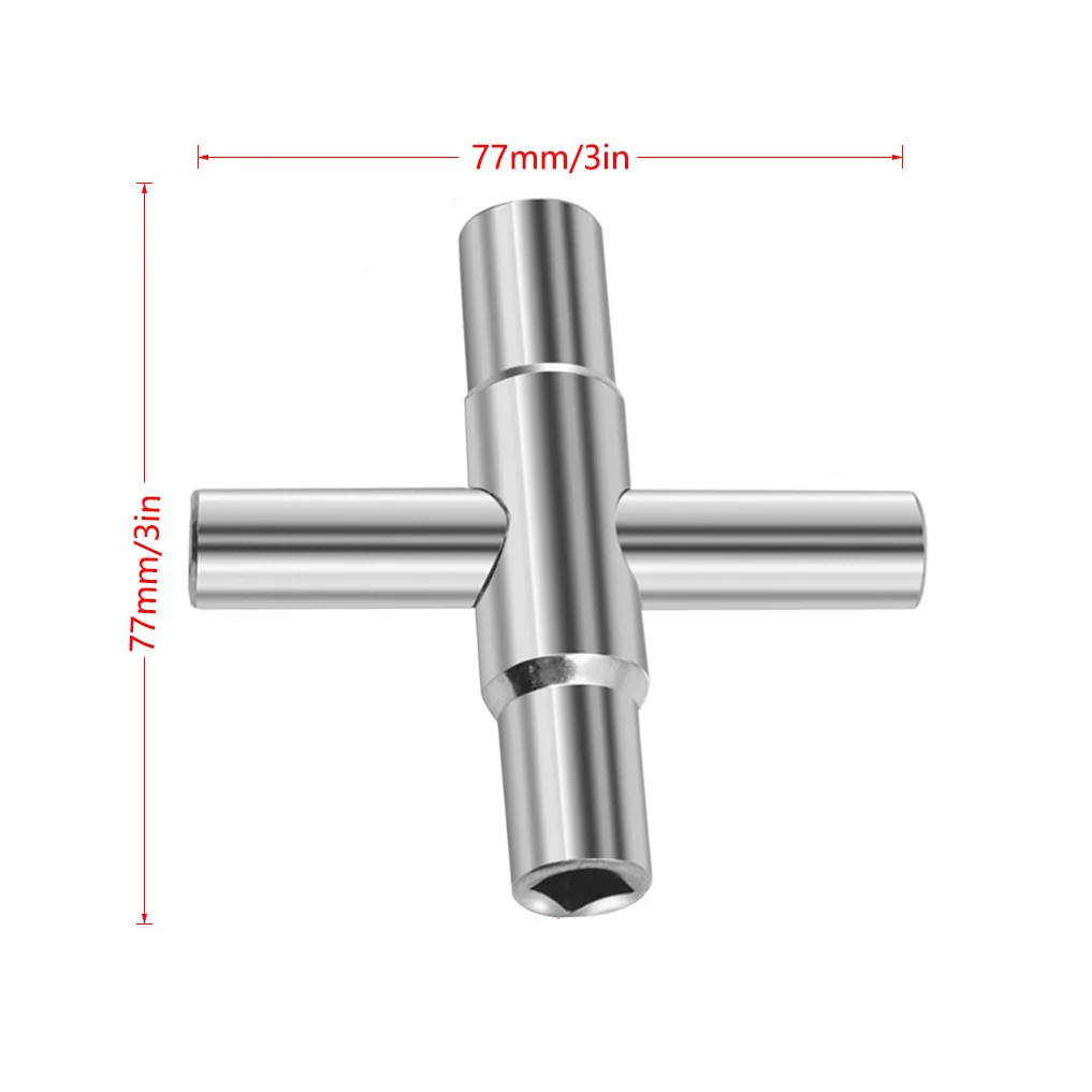 2 pezzi 4 vie argento rubinetti multifunzionali chiave chiave per rubinetti/valvola rubinetto armadio apertura chiavi chiave strumento chiave rubinetto