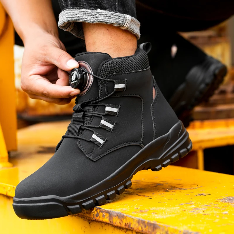 Waterproof Safety Work Shoes With Steel Toe for Men Outside Work Boots Hiking Anti Puncture Non Slip Black Light Safety Boots